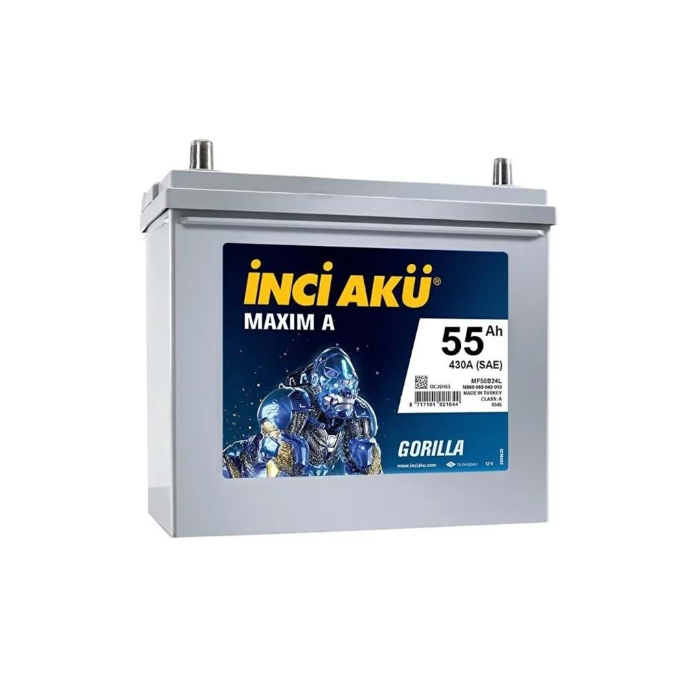 İNCİ AKÜ 12 55 AH 430 SAE MAXİMA A GORILLA DAR ASYA
