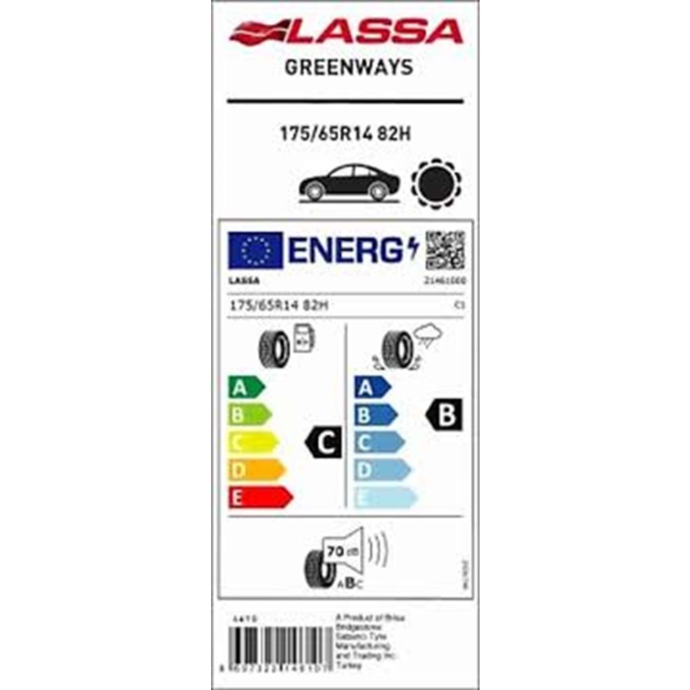LASSA 175/65R14 82 H GREENWAYS (C-B-70) LASTİK 28/23
