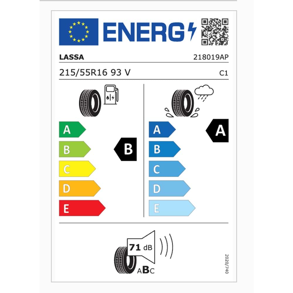 LASSA 215/55R16 93V REVOLA (B-A-71) (ELT) LASTİK 2025