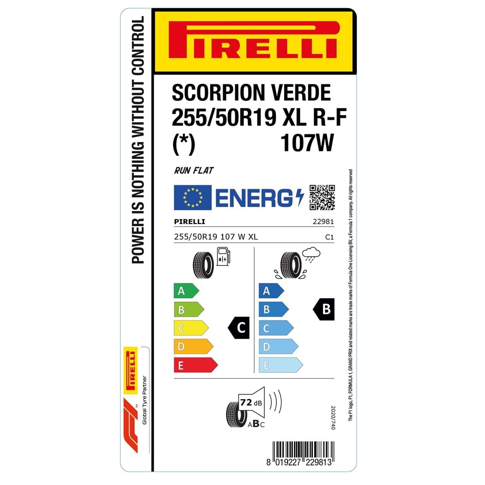 PİRELLİ 255/50R19 107W XL r-f (*) BMW SCORPION VERDE LASTİK 44/25