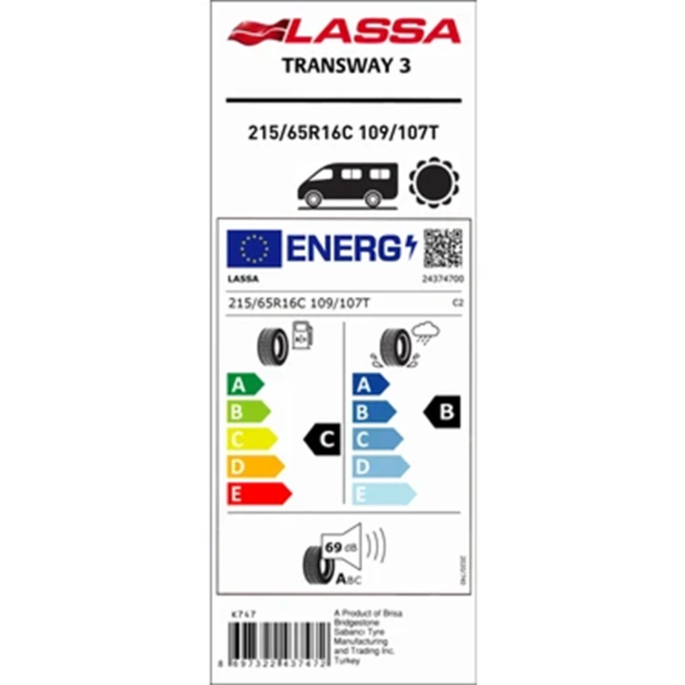 LASSA 215/65R16 C 109/107T TRANSWAY 2 (C-B-71) LASTİK 07/24
