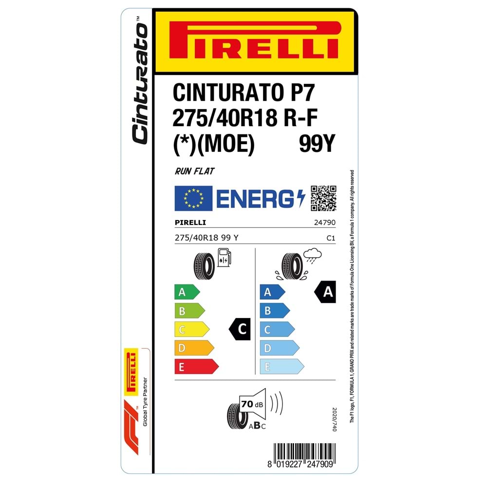 PİRELLİ 275/40R18 99Y R-F CINTURATO P7 (*)(MOE) BMW-MERCEDES (C-A-70) LASTİK 2025