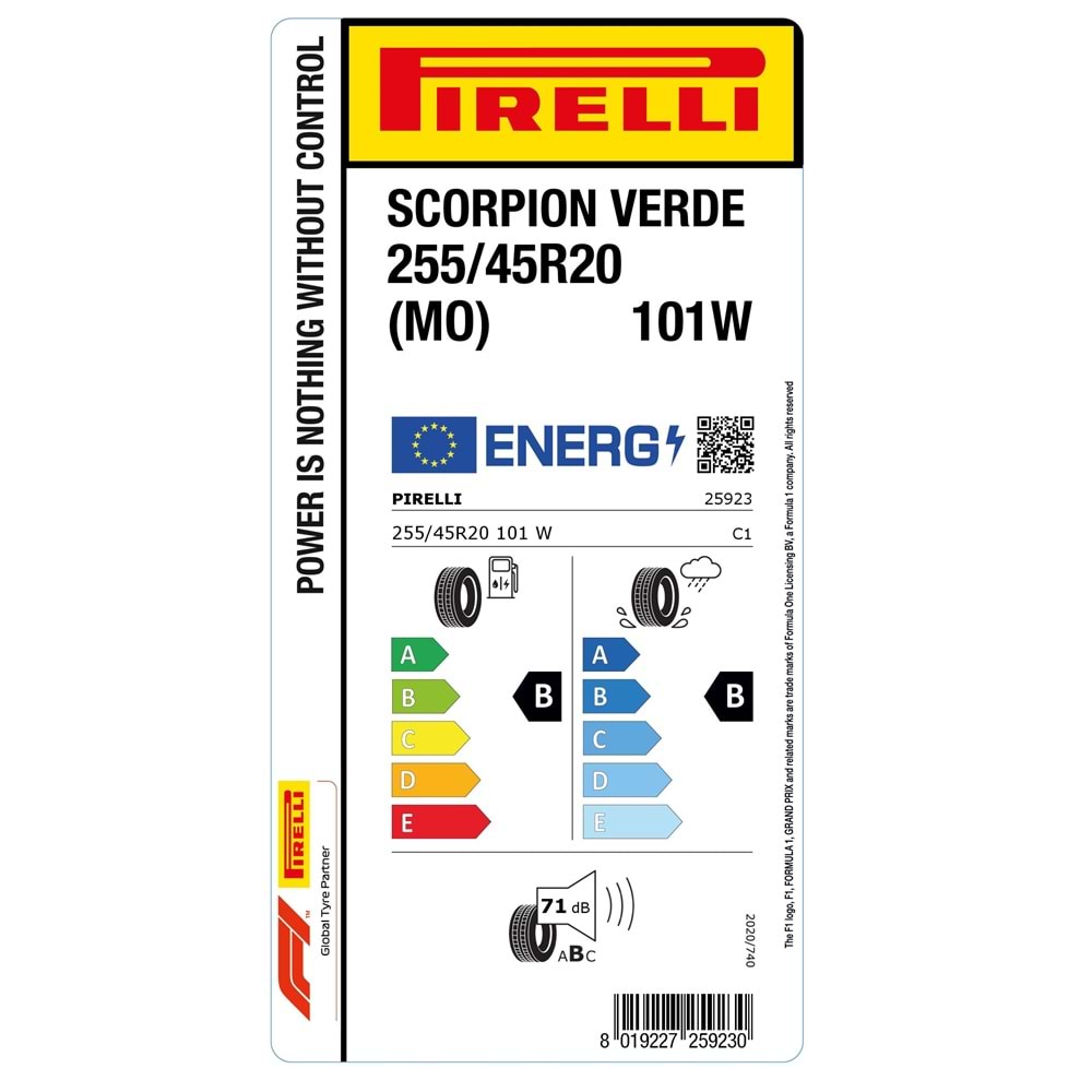 PİRELLİ 255/45R20 101W (MO) MERCEDES SCORPION VERDE (B-B-71) LASTİK