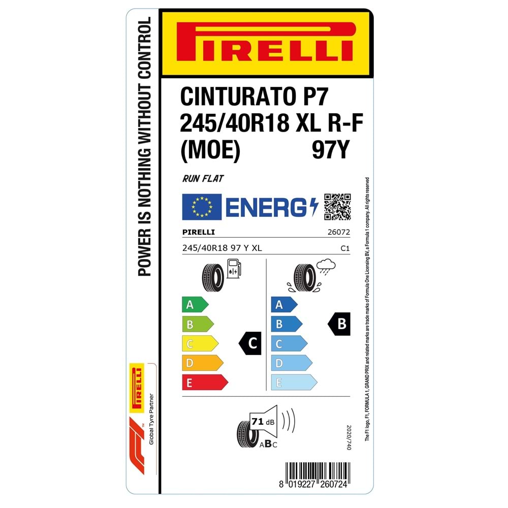 PİRELLİ 245/40R18 97Y XL r-f (MOE) MERCEDES CINTURATO P7 (C-B-71) LASTİK 2025