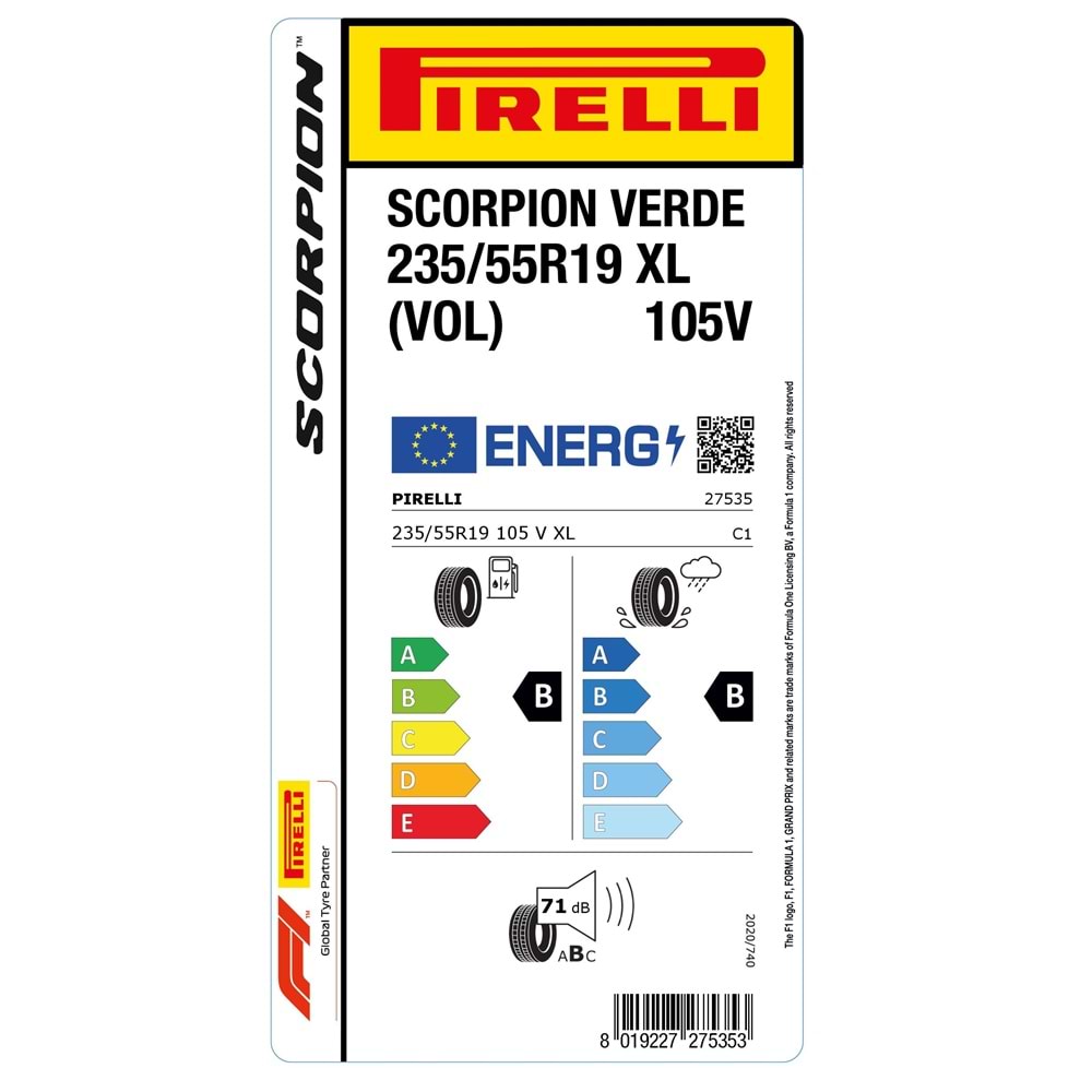 PİRELLİ 235/55R19 105V XL SCORPION VERDE (B-B-71) LASTİK 2025