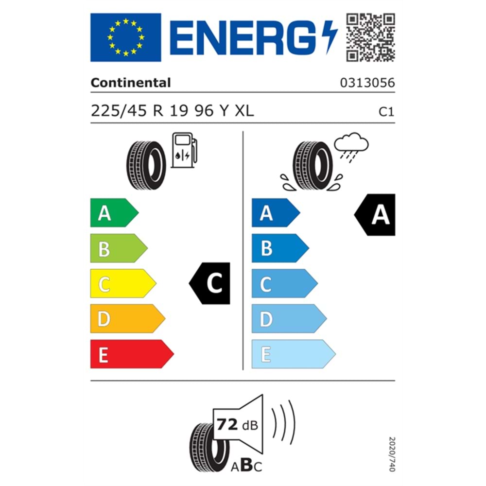 CONTİNENTAL 225/45R19 96Y PREMIUM CONTACT 7 XL FR (C-A-72) LASTİK 2025