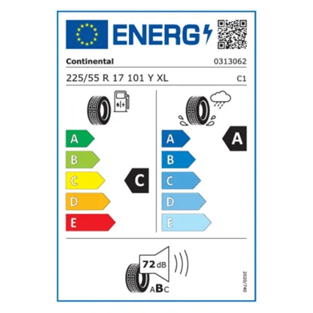 CONTİNENTAL 225/55R17 101Y PREMIUM CONTACT 7 FR XL (C-A-72) LASTİK 17/25