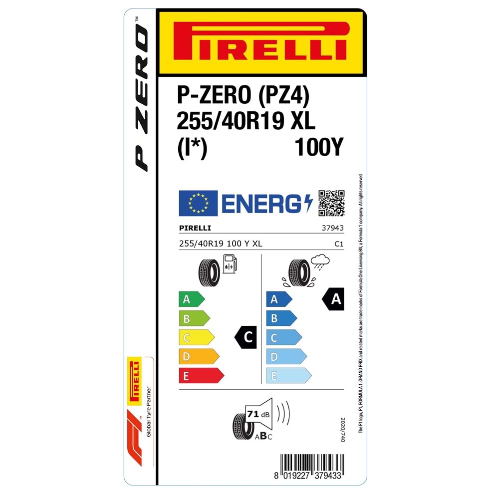 PİRELLİ 255/40R19 100Y XL P-ZERO (PZ4) S.C. BMW (C-A-71) LASTİK 2025
