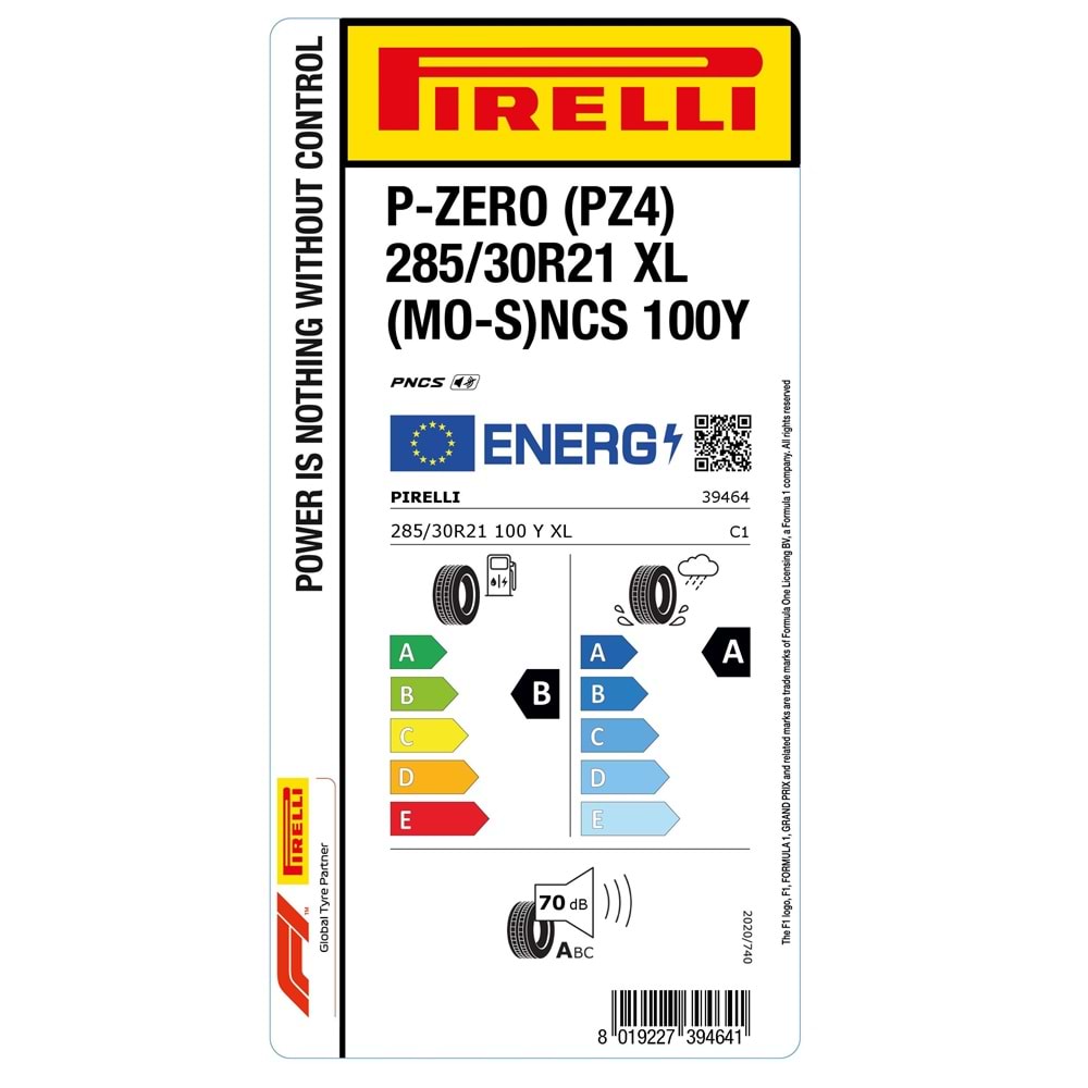 PİRELLİ 285/30R21 100Y XL (MO-S)ncs S.C. MERCEDES P-ZERO (PZ4) (B-A-70) LASTİK