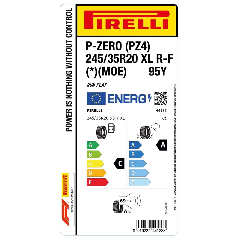 PİRELLİ 245/35R20 95Y XL r-f (*)(MOE) L.S. BMW-MERCEDES P-ZERO (PZ4) (C-A-69) LASTİK 26/25