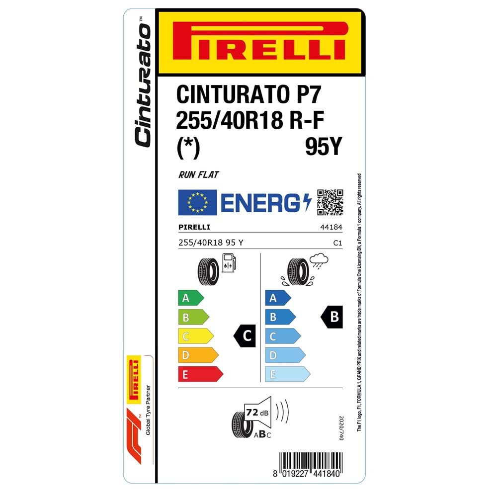 PİRELLİ 255/40R18 95Y R-F (*) BMW CINTURATO P7 (C-B-72) LASTİK 13/25