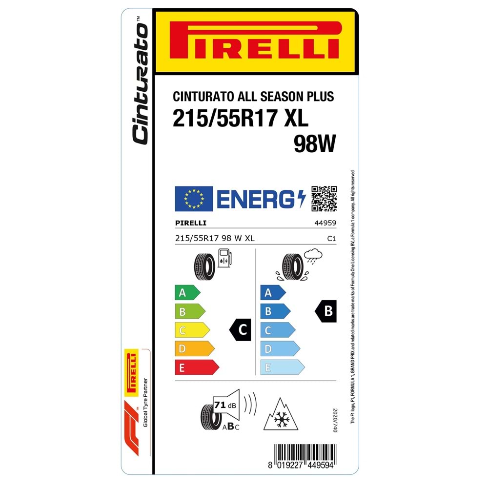 PİRELLİ 215/55R17 98W XL CINTURATO ALL SEASON PLUS (C-B-71) LASTİK 18/25