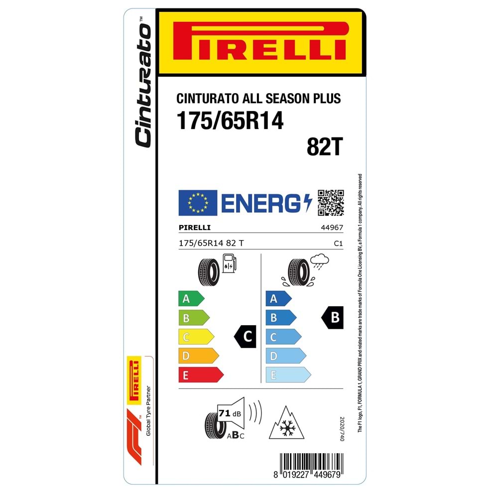 PİRELLİ 175/65R14 82T CINTURATO ALL SEASON PLUS (C-B-71) LASTİK 24/25