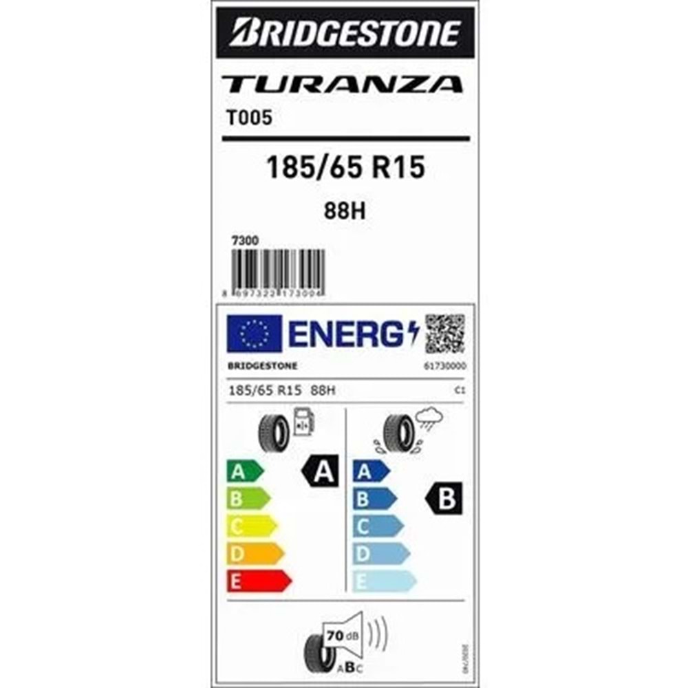 BRİDGESTONE 185/65R15 88 H T005 (B-A-69) LASTİK 2024