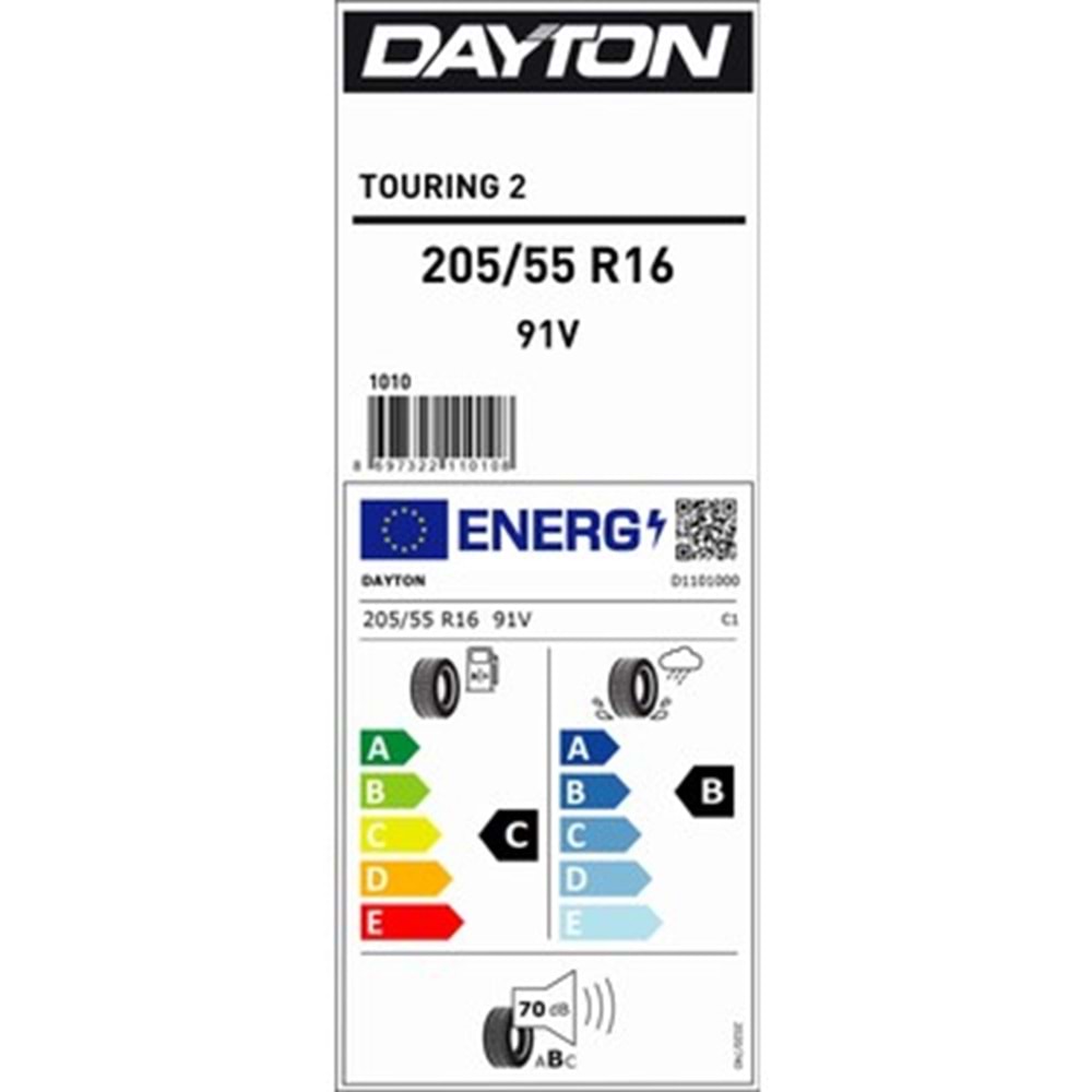 DAYTON 205/55R16 91V TOURİNG 2 (C-B-70) LASTİK 2025
