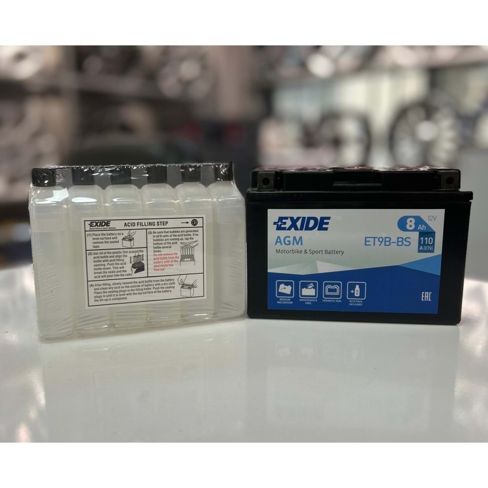 EXIDE AKÜ DRY AGM MTC 8AH 110CCA TERS TIRNAKSIZ MOTORSİKLET AKÜSÜ
