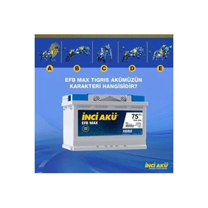 İNCİ AKÜ 12 75 AH 750 EN L 3 STAR STOP EFB MAX TİGRİS AKÜ