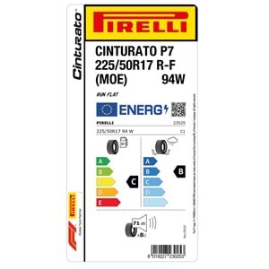 PİRELLİ 225/50R17 94W R-F CINTURATO P7 (MOE) (C-B-71) MERCEDES LASTİK 2025