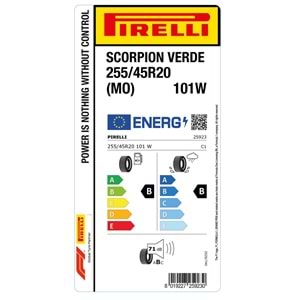 PİRELLİ 255/45R20 101W (MO) MERCEDES SCORPION VERDE (B-B-71) LASTİK