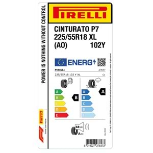 PİRELLİ 225/55R18 102Y XL XL (AO) CINTURATO P7 (B-A-68) LASTİK 2025