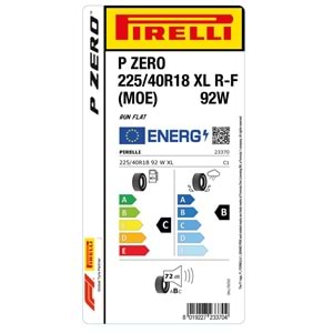 PİRELLİ 225/40R18 92W XL R-F P ZERO (MOE) (C-B-72) MERCEDES LASTİK 22/25