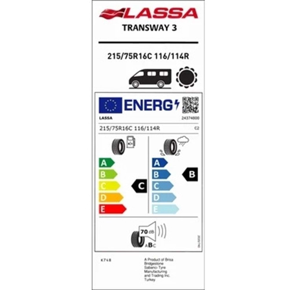 LASSA 215/75R16 C 116/114 R TRANSWAY 3 (C-B-70) LASTİK 2024