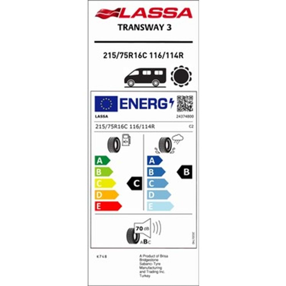 LASSA 215/75R16 C 116/114Q TRANSWAY (C-C-70) LASTİK 2023
