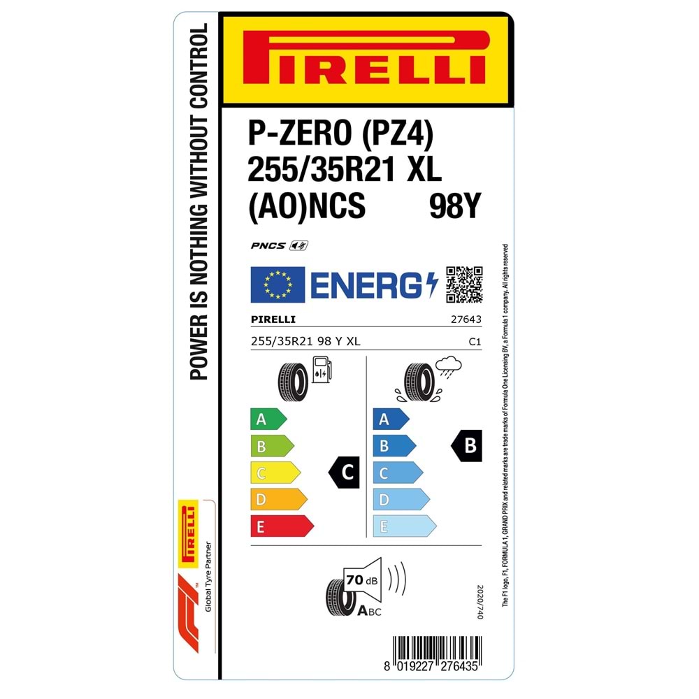 PİRELLİ 255/35R21 98Y XL (AO)ncs S.C. AUDI P-ZERO (PZ4) (C-B-70) LASTİK 2025