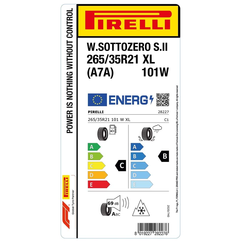 PİRELLİ 265/35R21 101W XL (A7A) WINTER 270 SOTTOZERO SERIE II LASTİK 2025