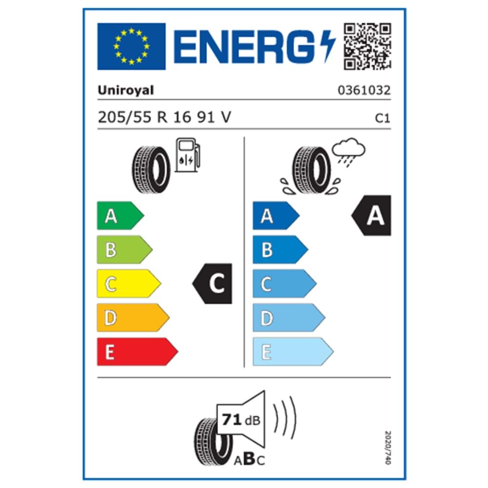 UNİROYAL 205/55R16 91 V RAİN SPORT 5 (C-A-71) LASTİK 50/24