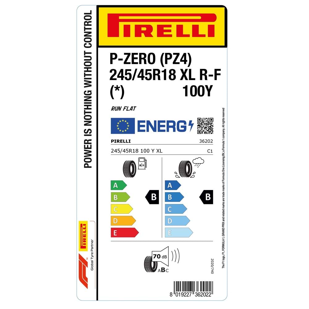 PİRELLİ 245/45R18 100Y XL r-f (*) L.S. P-ZERO (PZ4) (B-B-70) LASTİK 2025