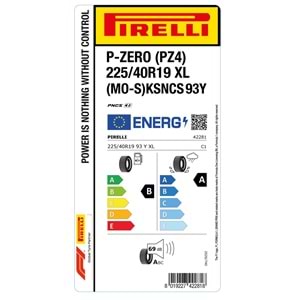 PİRELLİ 225/40R19 93Y XL (MO-S)KSncs S.C. MERCEDES P-ZERO (PZ4) (B-A-69) LASTİK