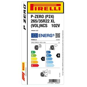 PİRELLİ 265/35R22 102V XL (VOL) P-ZERO (PZ4) VOLVO POLESTAR (C-B-70)