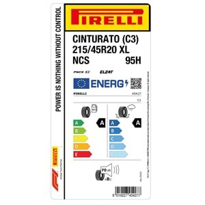 PİRELLİ 215/45R20 95H XL ncs elt CINTURATO (C3) (A-A-70) LASTİK 2025