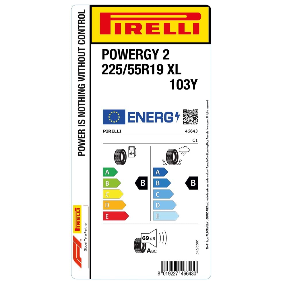 PİRELLİ 225/55R19 103Y XL POWERGY 2 (B-B-69) LASTİK 2025