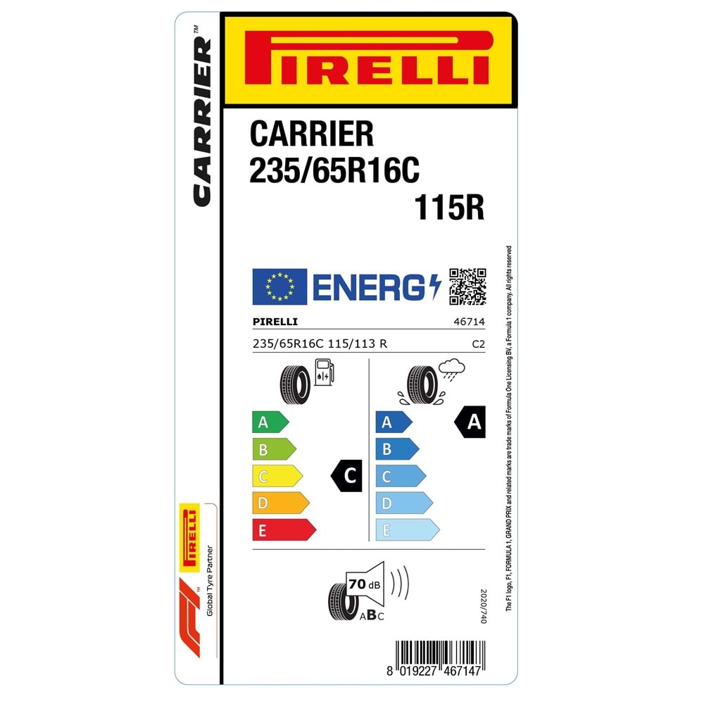 PİRELLİ 235/65R16C 115R CARRIER (LTR) (C-A-70) LASTİK 07/25