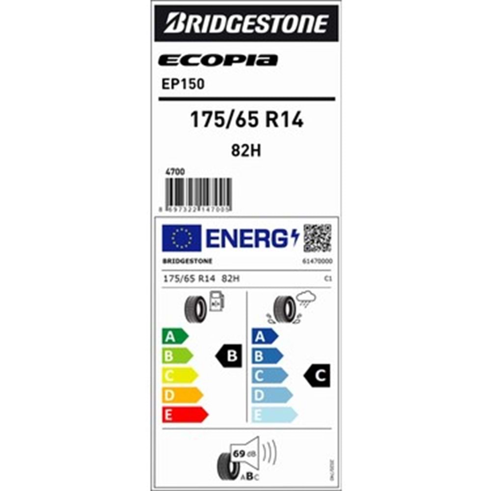 BRİDGESTONE 175/65R14 82 H EP 150 (B-C-69) LASTİK 2023