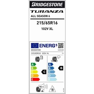 BRİDGESTONE 215/65R16 102V XL TURANZA ALL SEASON 6 (C-B-70) LASTİK 2025