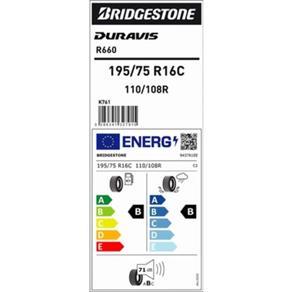 BRİDGESTONE 195/75R16 C 110/108 R R 660 LASTİK 2024