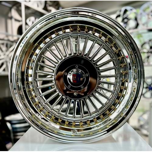 R1W 16 JANT 9 İNÇ ET15 4*100-108 73.1 VC CHROME GOLD RIVETS JANT MODELİ