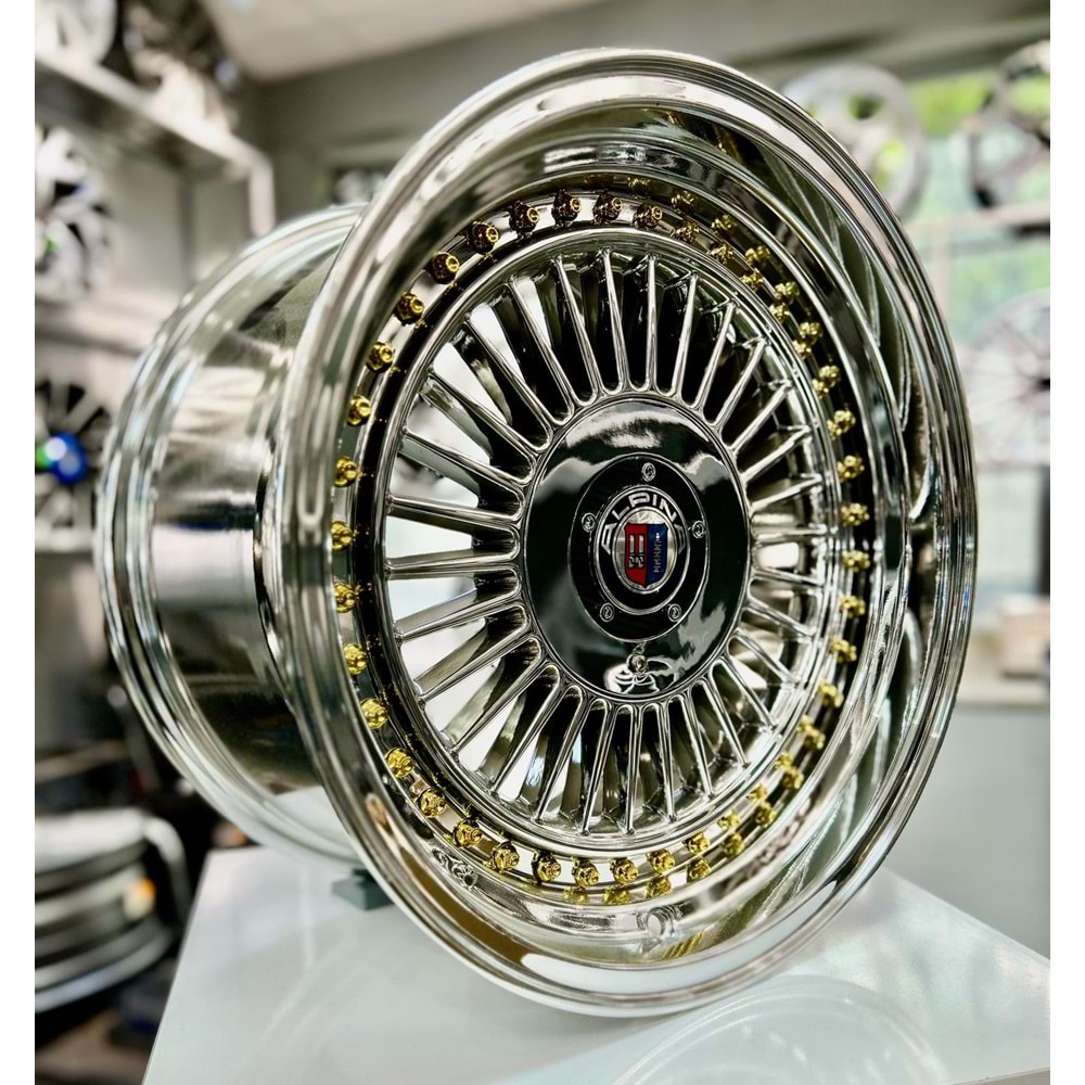 R1W 16 JANT 9 İNÇ ET15 4*100-108 73.1 VC CHROME GOLD RIVETS JANT MODELİ