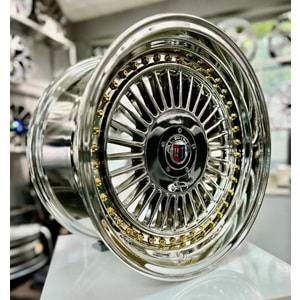 R1W 16 JANT 9 İNÇ ET15 4*100-108 73.1 VC CHROME GOLD RIVETS JANT MODELİ